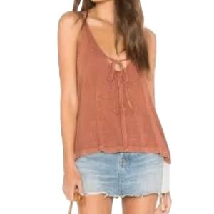 Free People Scarlet Tie Front Tank Top Sz XS Rust Color